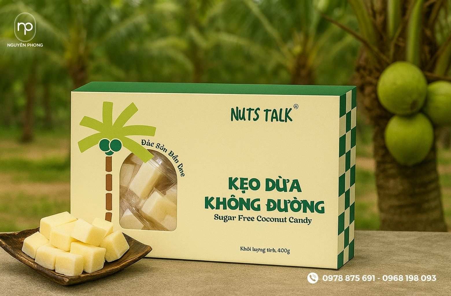 Hộp đựng kẹo dừa không đường